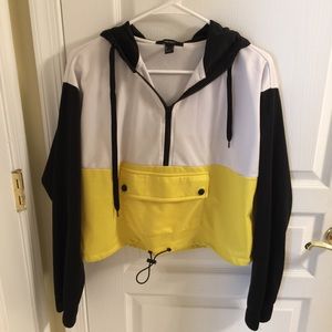 color block cropped hoodie top (forever 21)